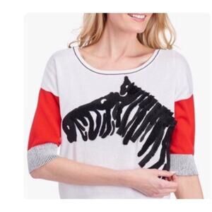Gabby Isabella Zebra Fringe Sweater Size XL